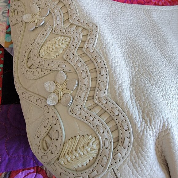 Brighton Masterpiece White Nikki Leather Shoulder Handbag with Hidden Pockets - Picture 9 of 10